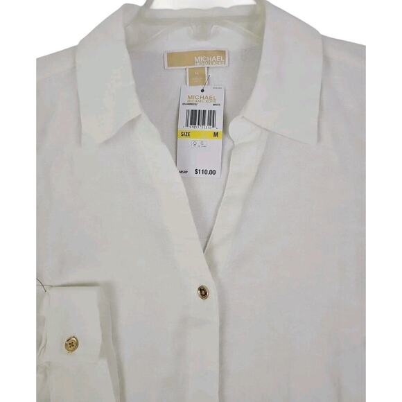 Michael Michael Kors ~Woman Size M~ White Linen Blend Shirt Button-Up NWT $110 - Picture 11 of 16